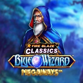 Fire Blaze Blue Wizard Megaways online game logo by Rarestone Gaming on x3bets.org