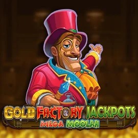 Gold Factory Jackpots Mega Moolah slot logo by Aurum Signature Studios at X3bet casino